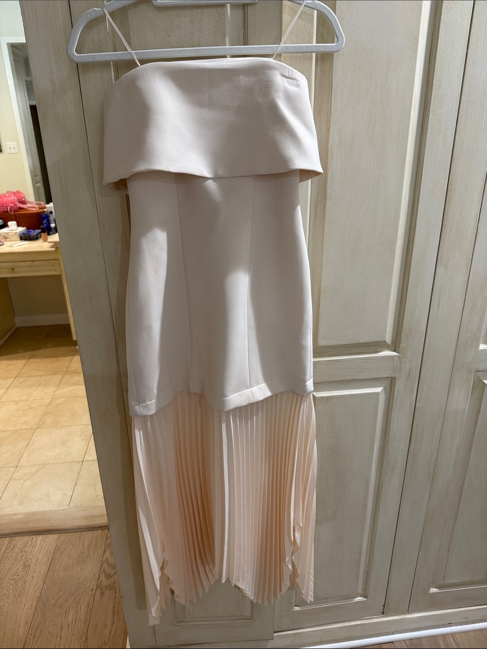 C/MEO Collective Blush Strapless Pleated Midi Dress